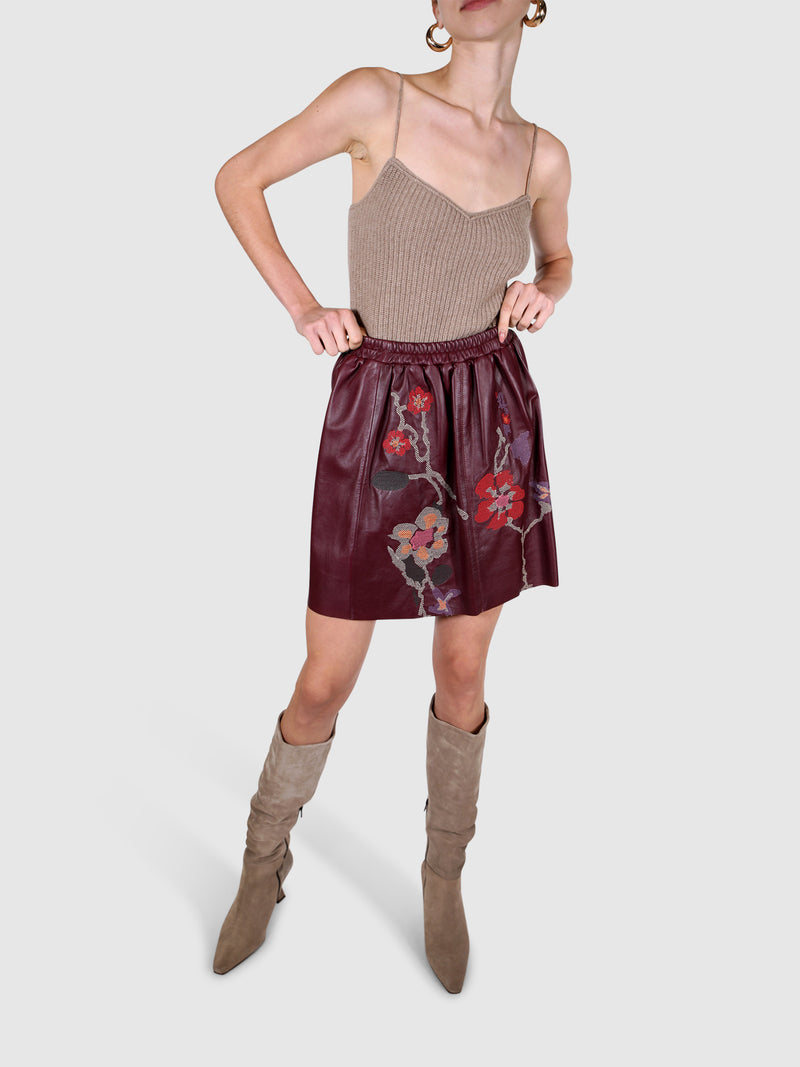 Blugirl Bordeaux Leather Skirt