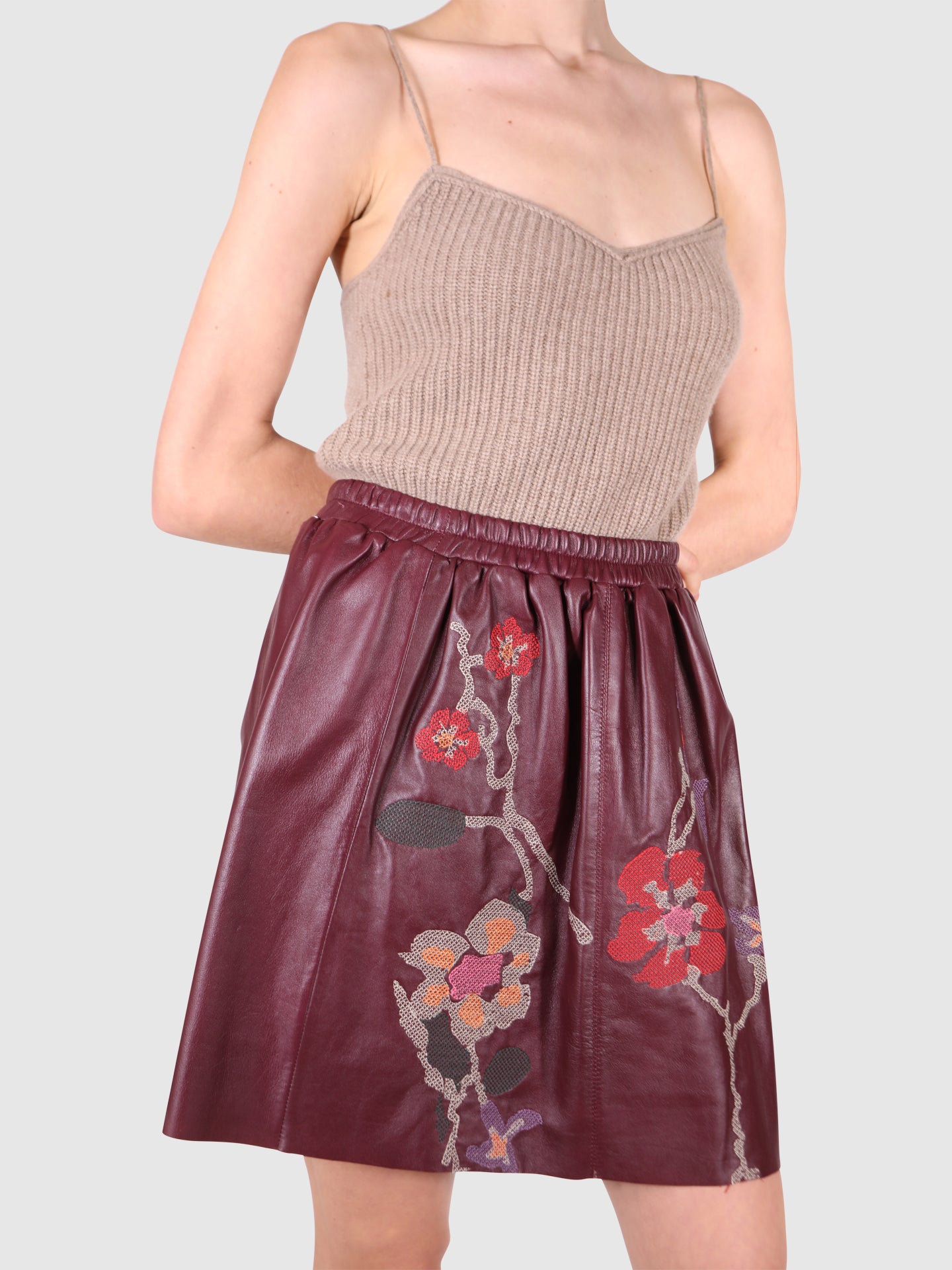 Blugirl Bordeaux Leather Skirt