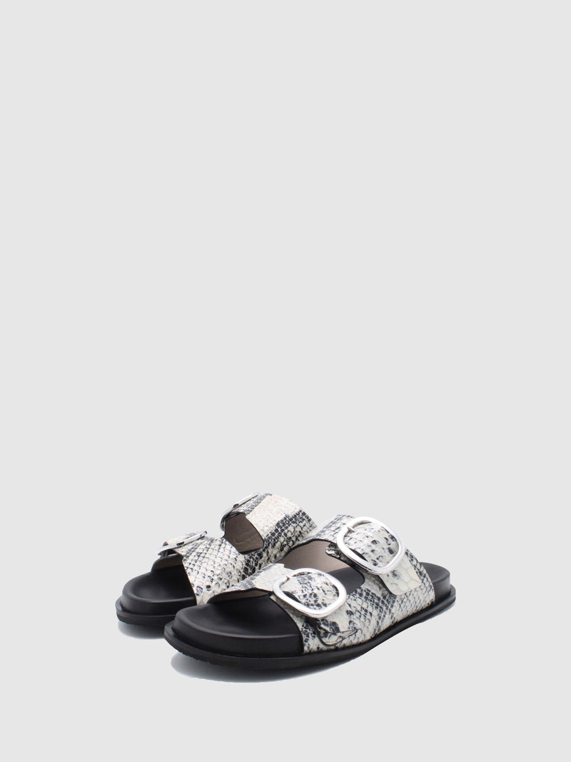 JJ Heitor Buckle Sandals Chicória White/Black