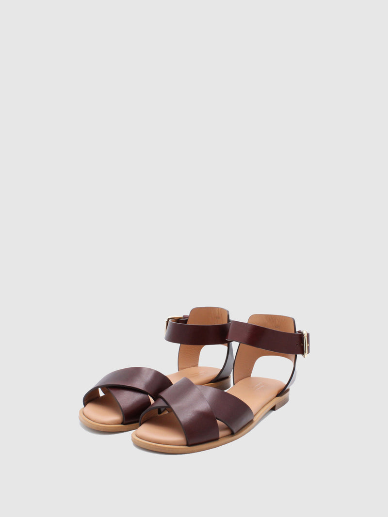 JJ Heitor Strappy Sandals Emerald Dark Brown