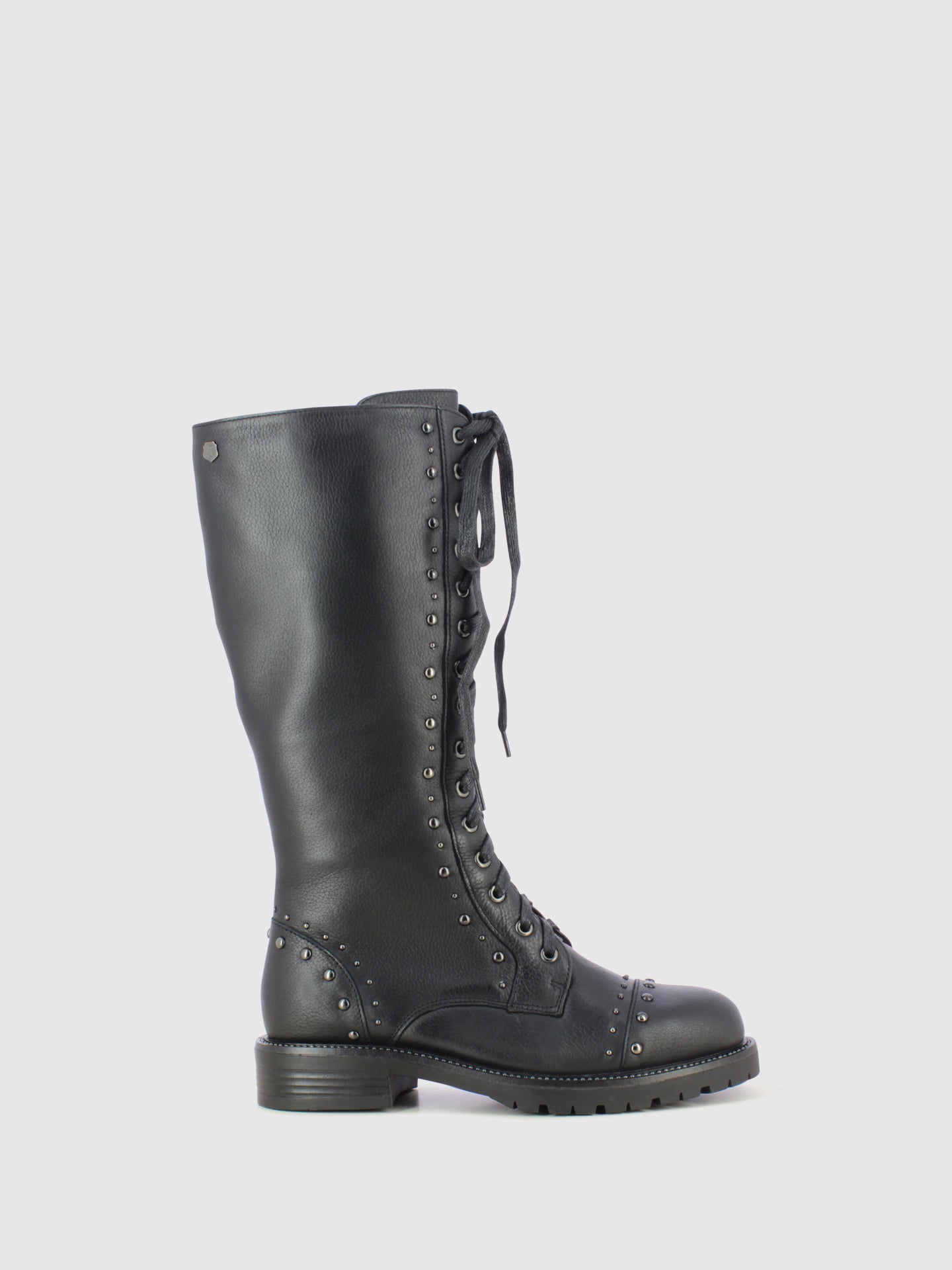 Carmela Black Lace-up Boots