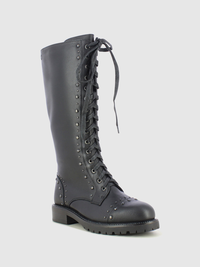 Carmela Black Lace-up Boots