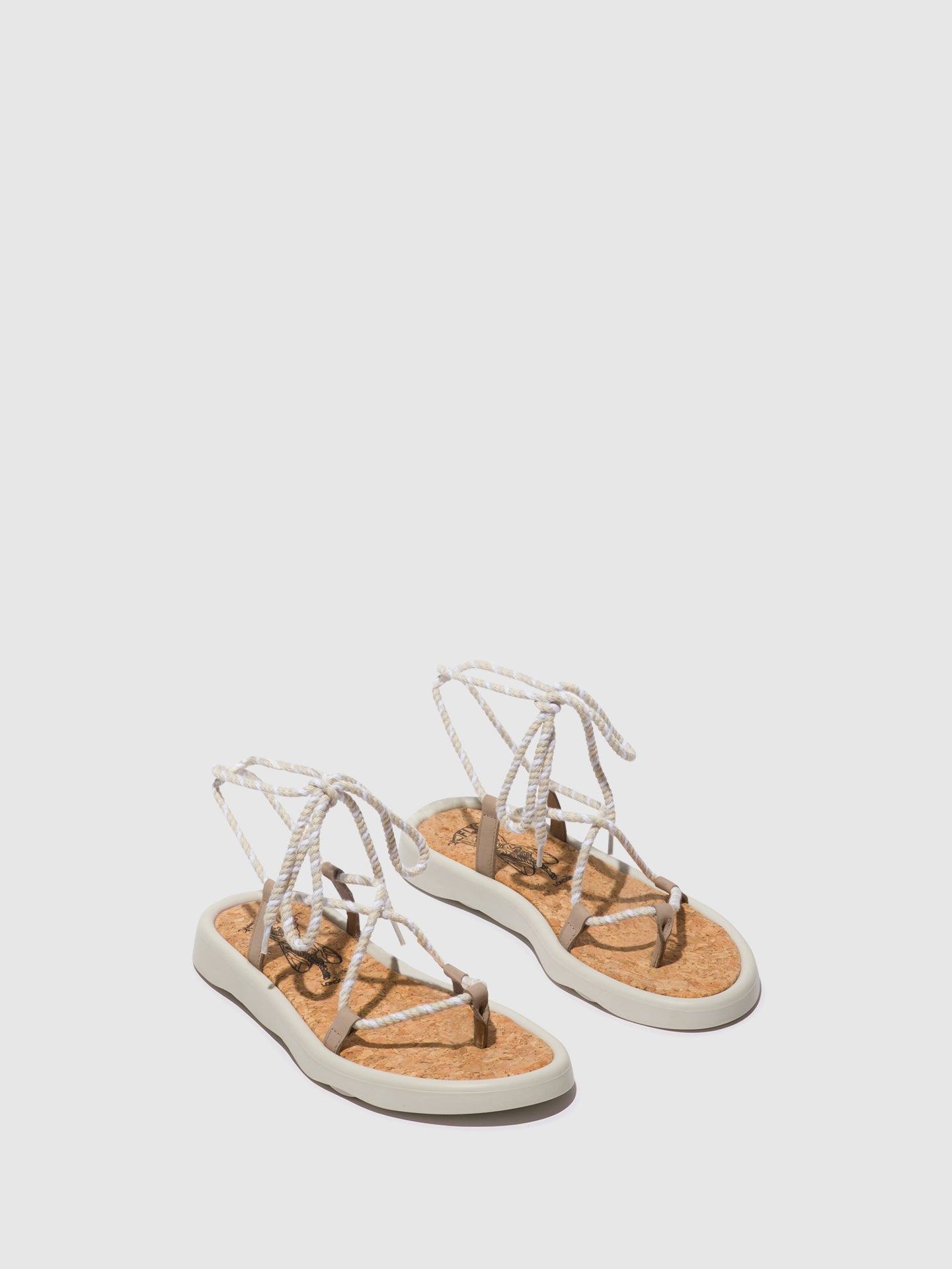 Fly London Lace-up Sandals TACE874FLY CONCRETE(OFFWHITE)