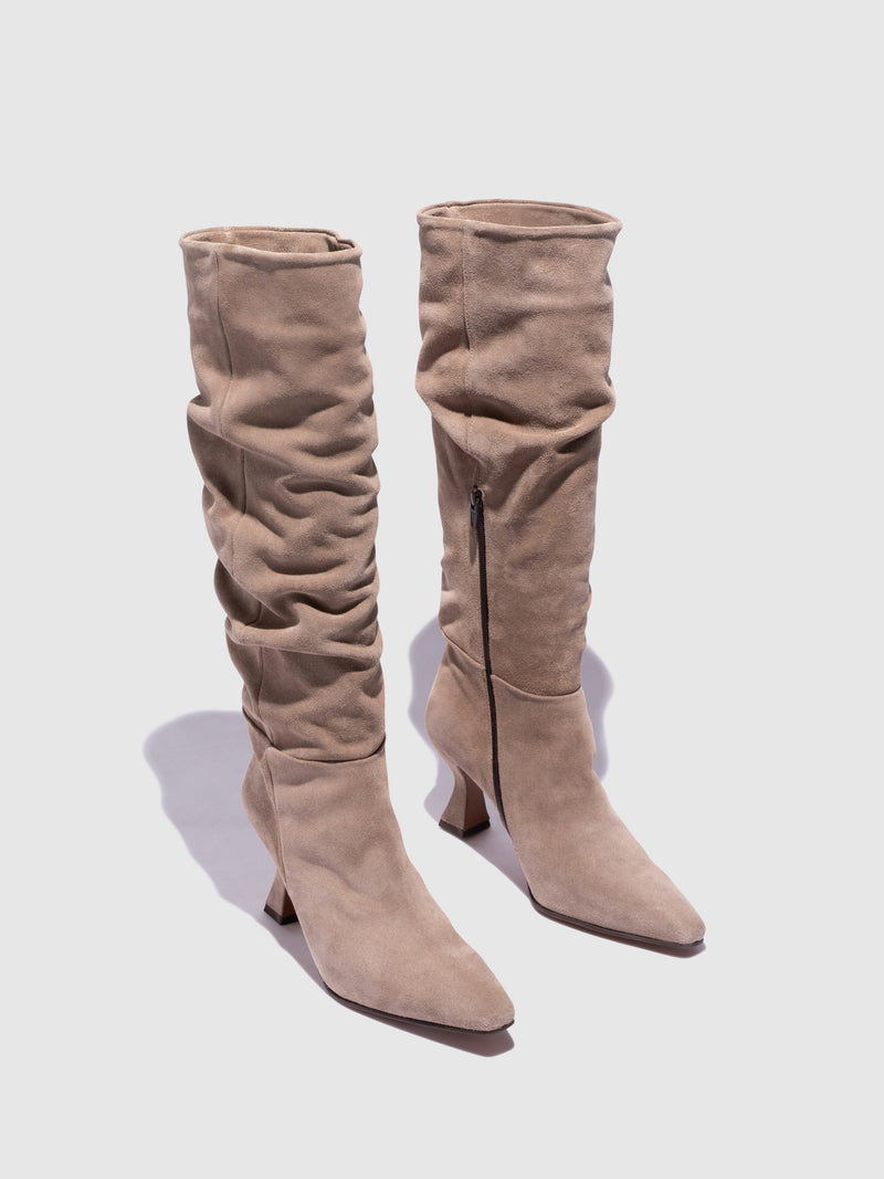 Foreva Taupe Zip Up Boots