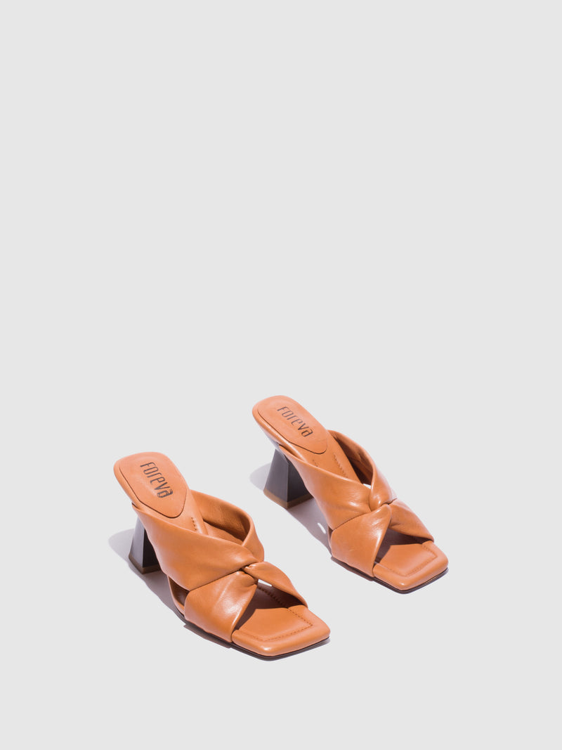 Foreva Camel Chunky Heel Mules