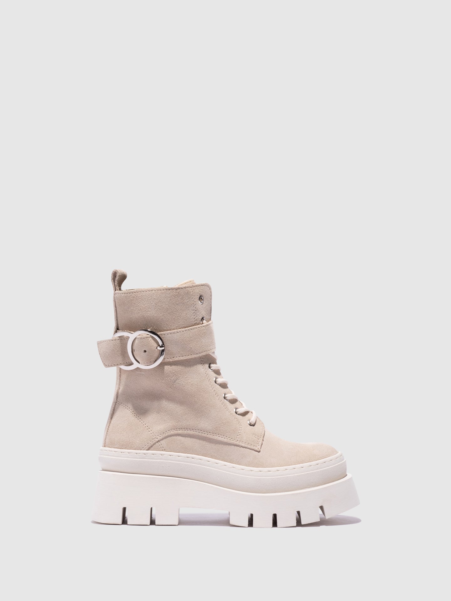 Fungi Beige Lace-up Boots