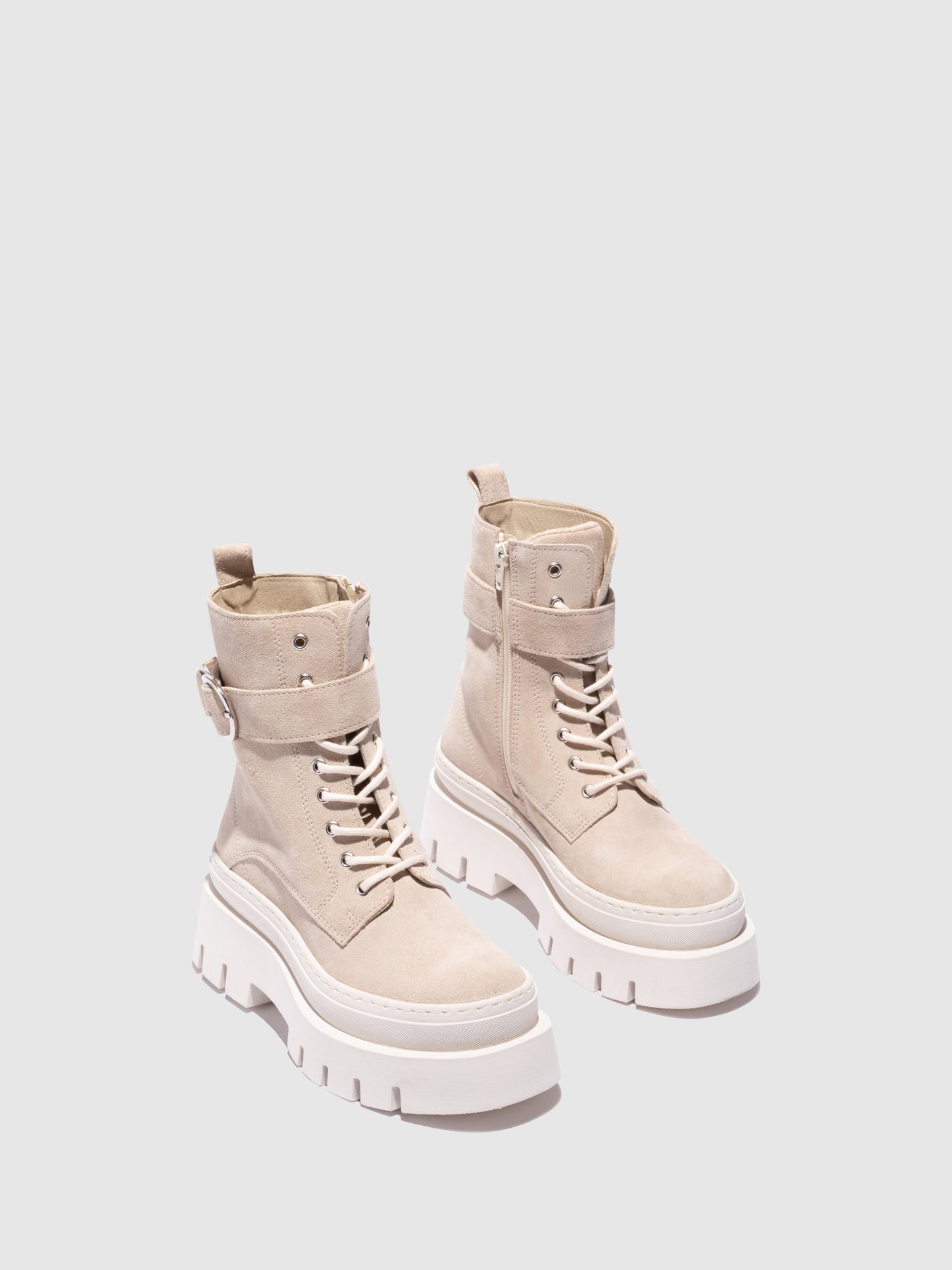 Fungi Beige Lace-up Boots