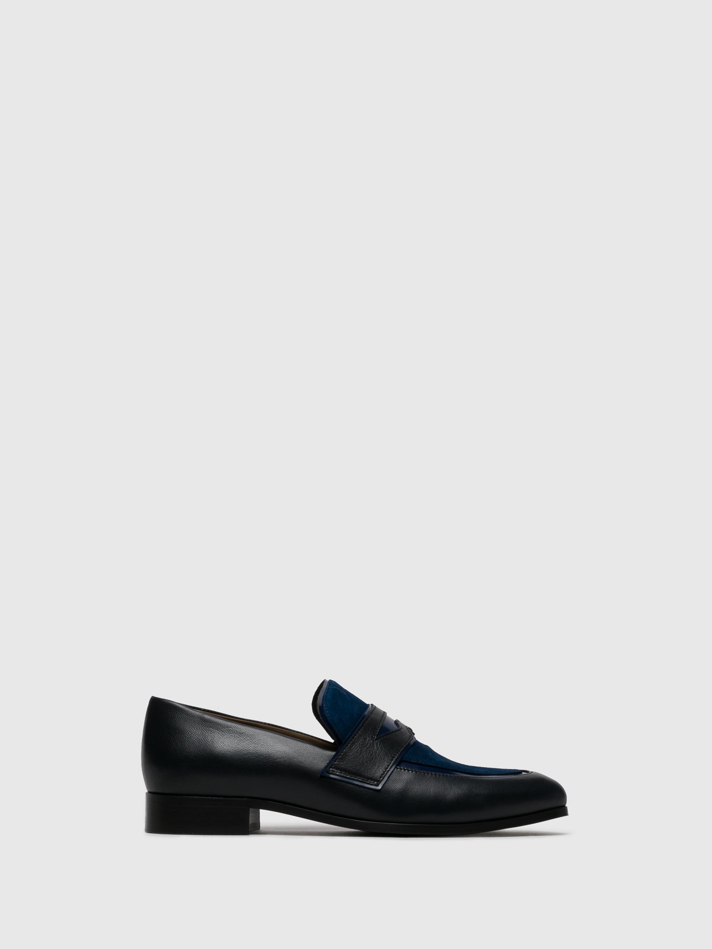 JJ Heitor Black Blue Pointed Toe Loafers