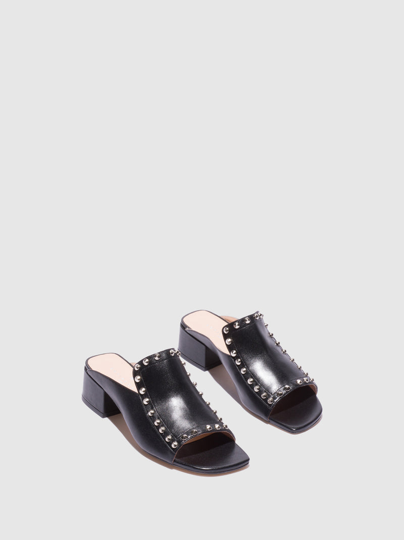 Sofia Costa Black Appliqués Mules