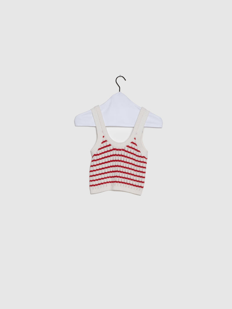 Red Valentino Top com Riscas em Branco e Vermelho