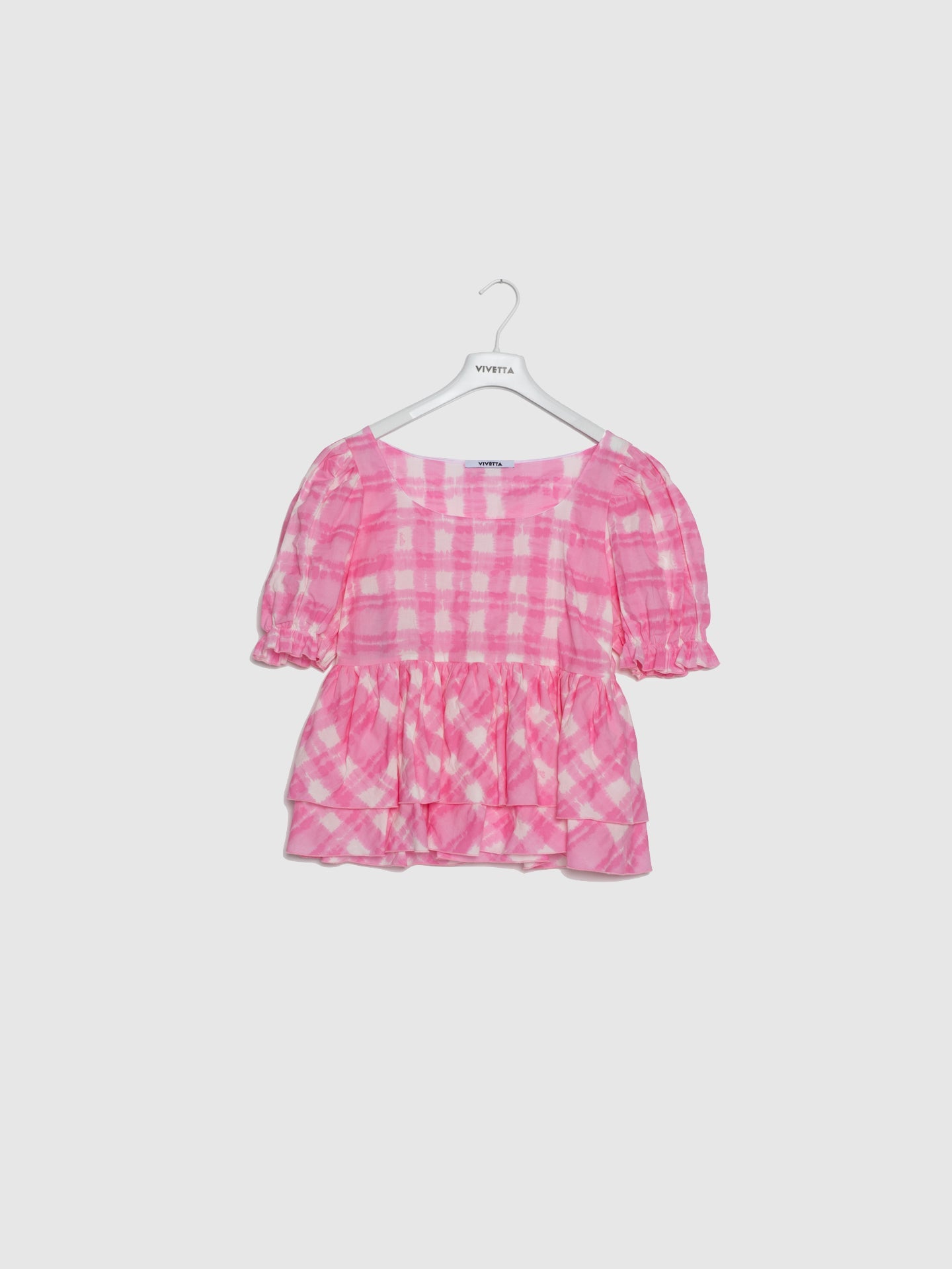 Vivetta Blusa com Folhos em Rosa e Branco