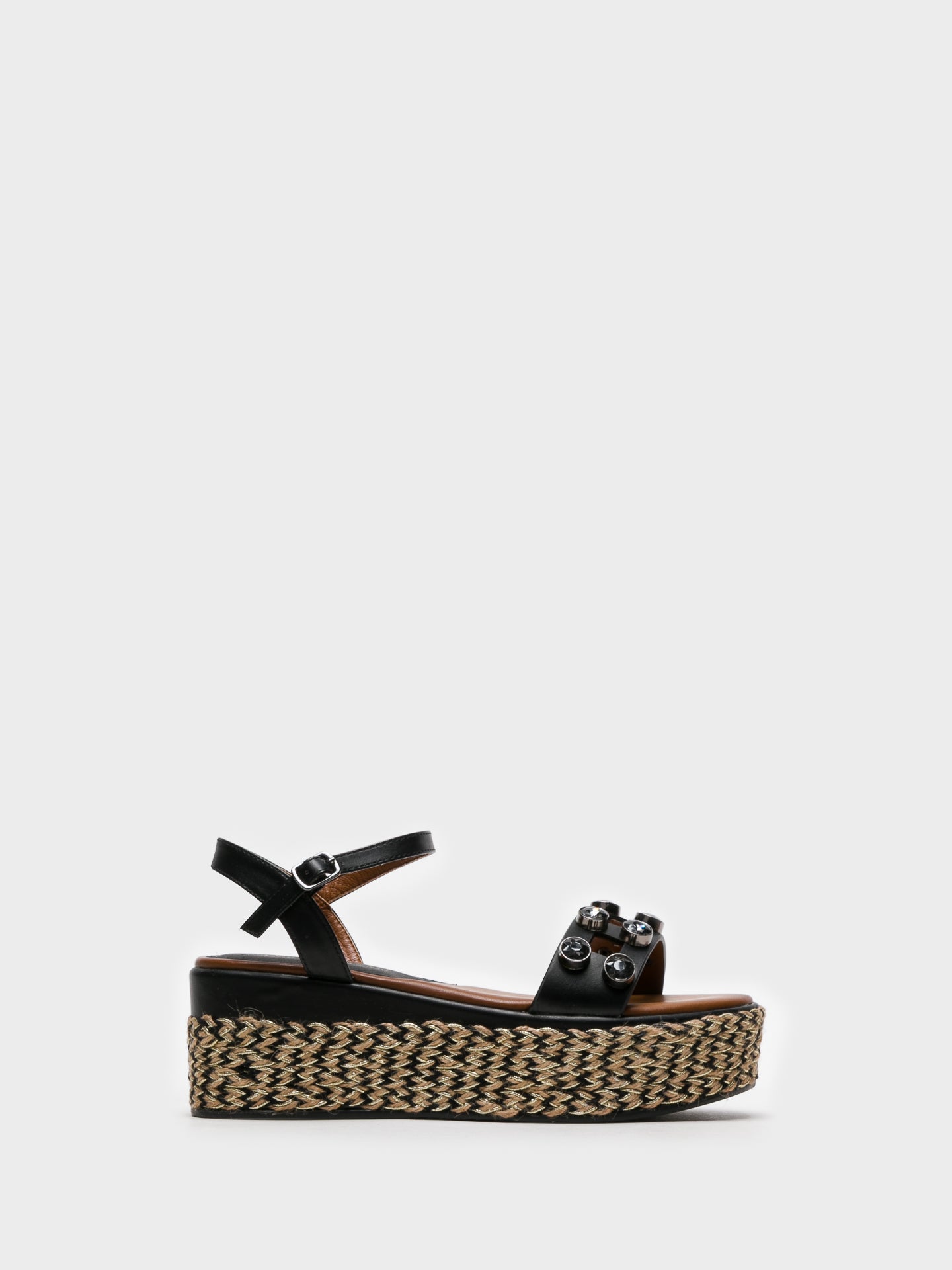 Cafè Noir Black Buckle Sandals