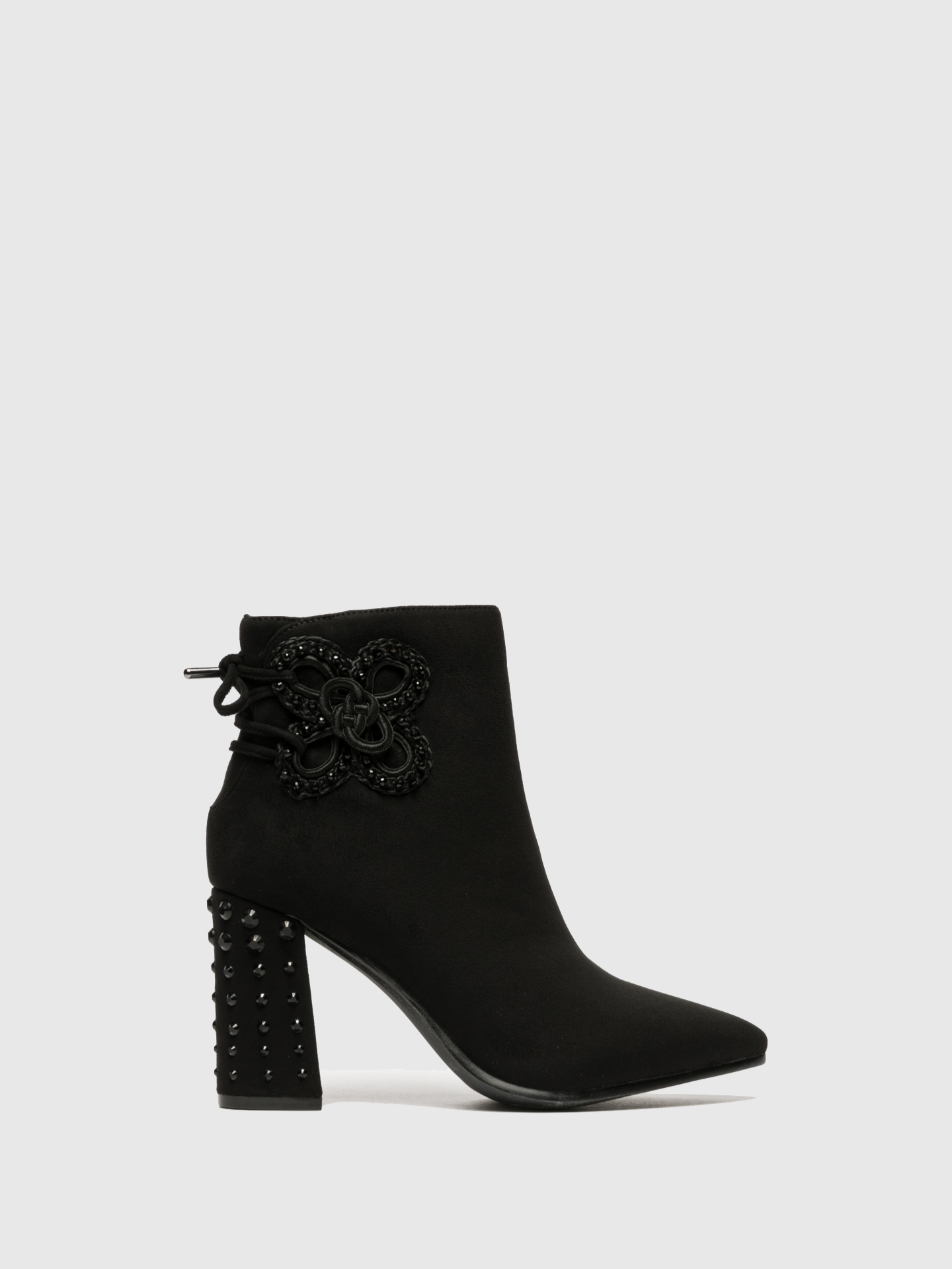 Cafè Noir Black Studded Ankle Boots