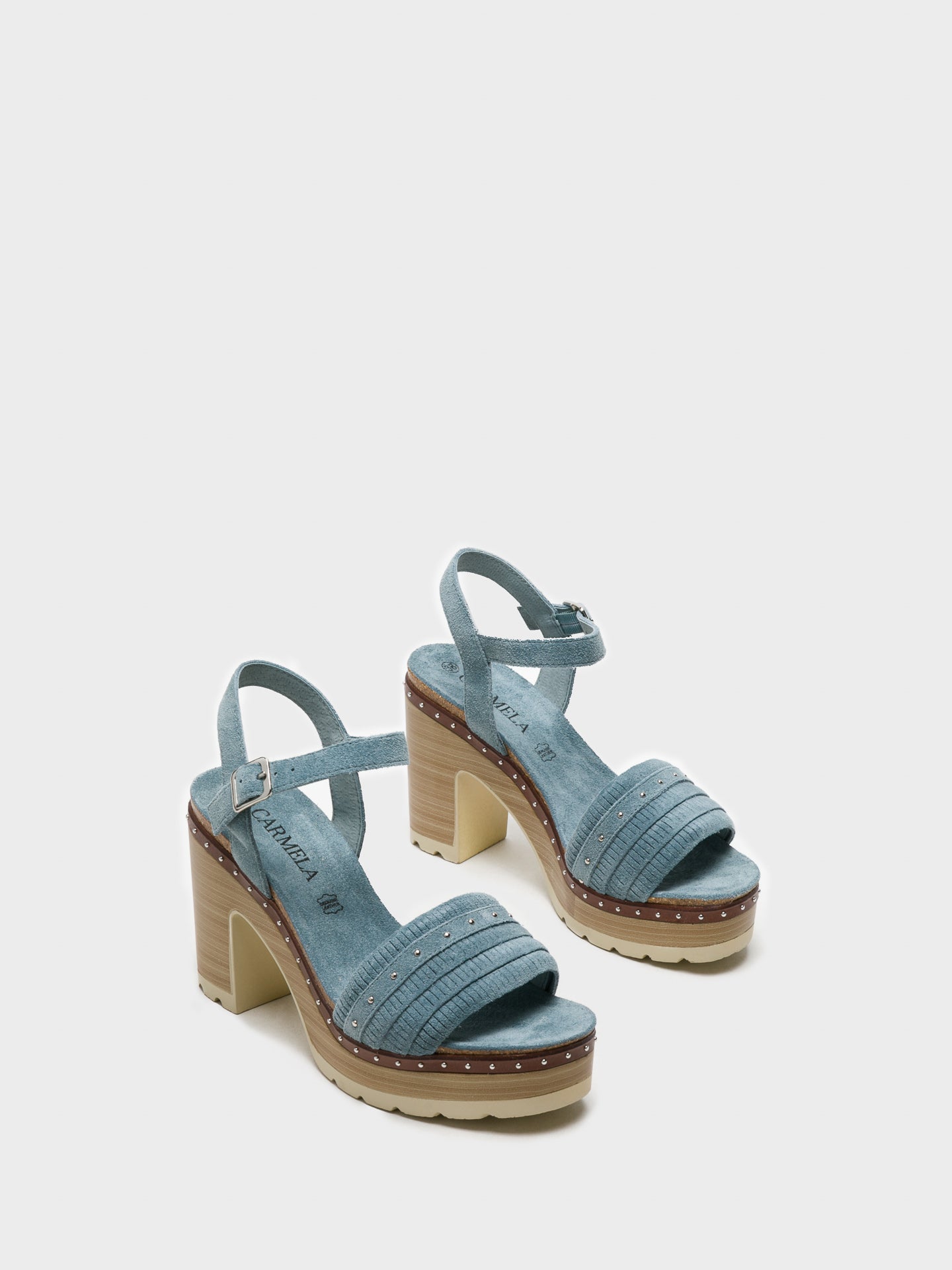 Carmela Blue Chunky Heel Sandals