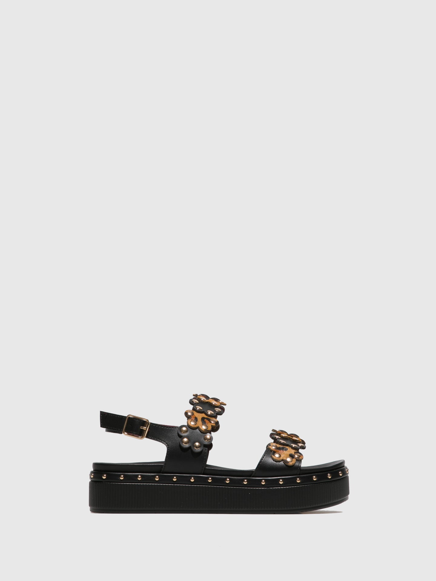 Cafè Noir Black Wedge Sandals