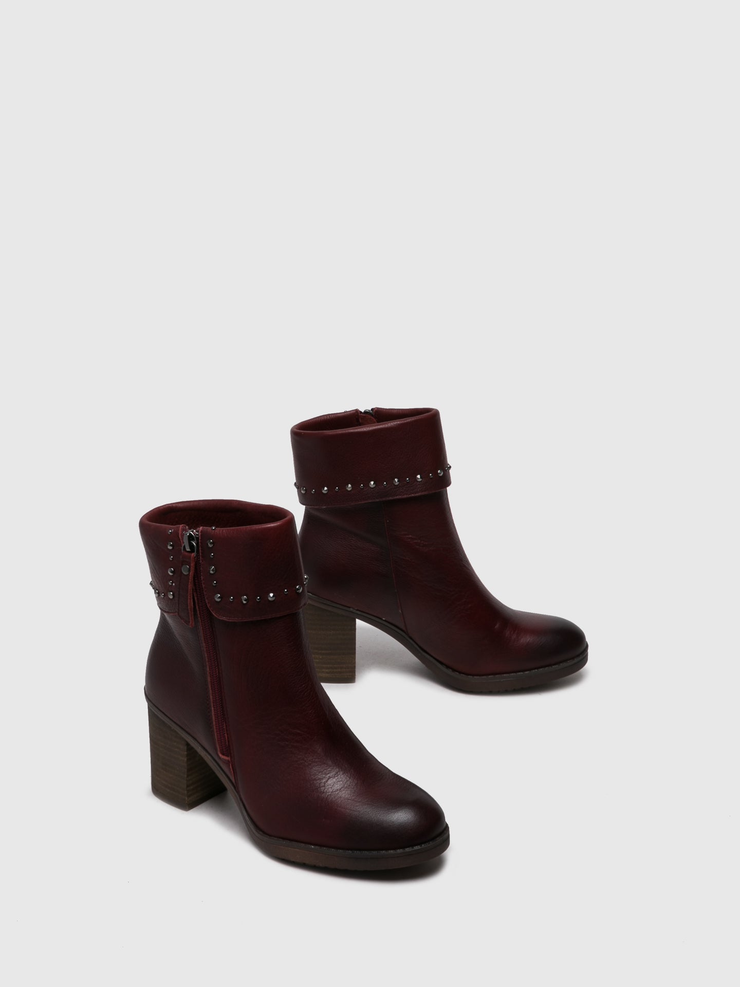 Carmela Crimson Zip Up Ankle Boots