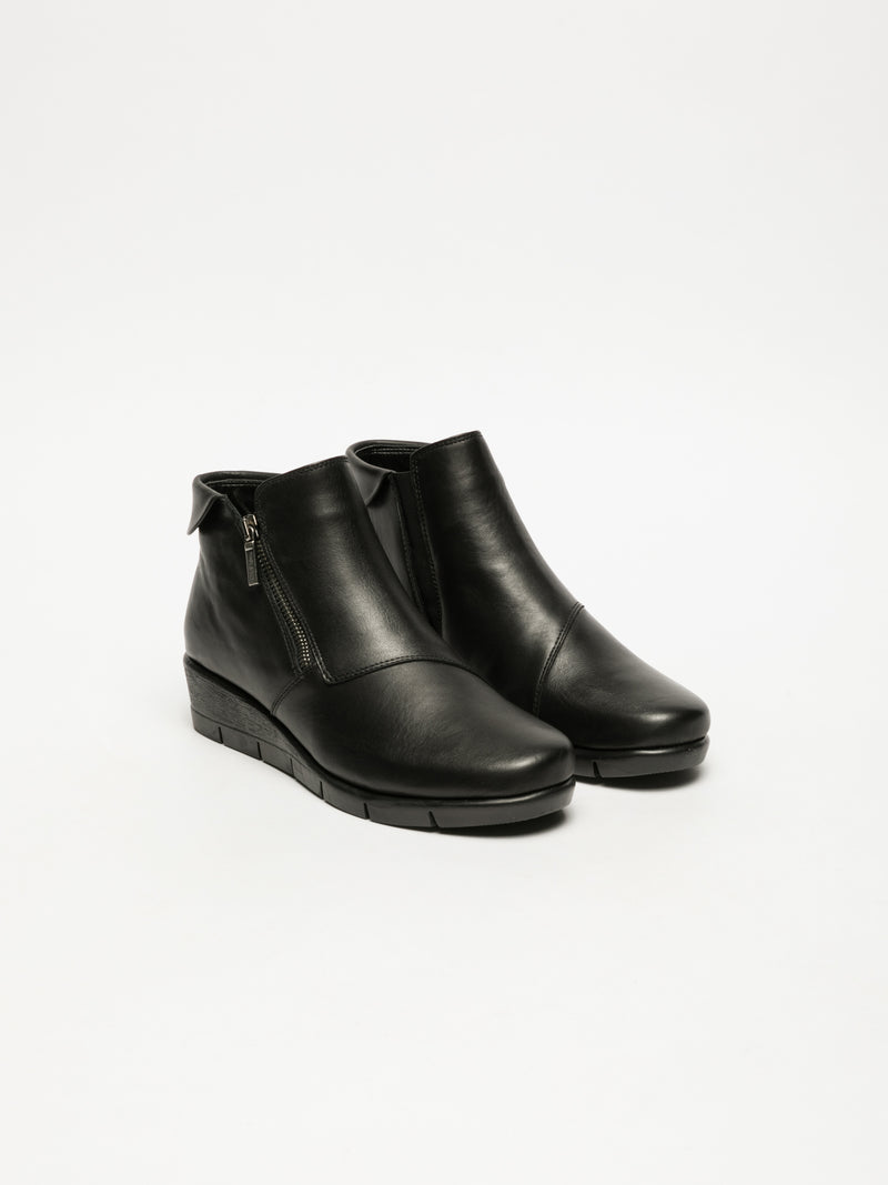 The Flexx Black Zip Up Ankle Boots