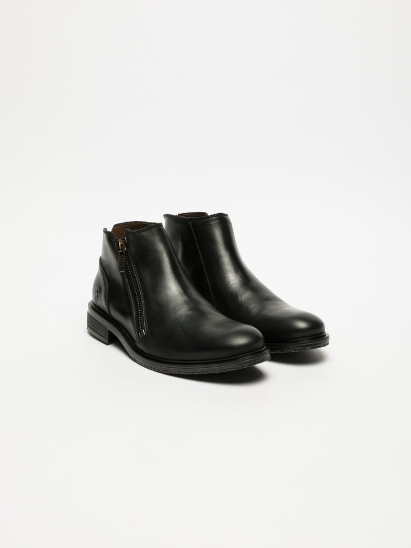 Fly London Black Zip Up Ankle Boots