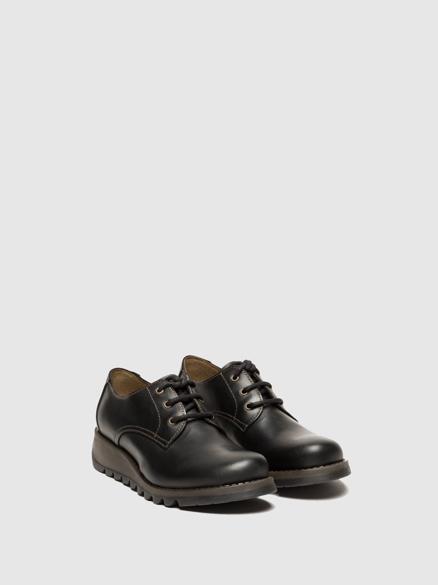 Fly London Coal Black Derby Shoes