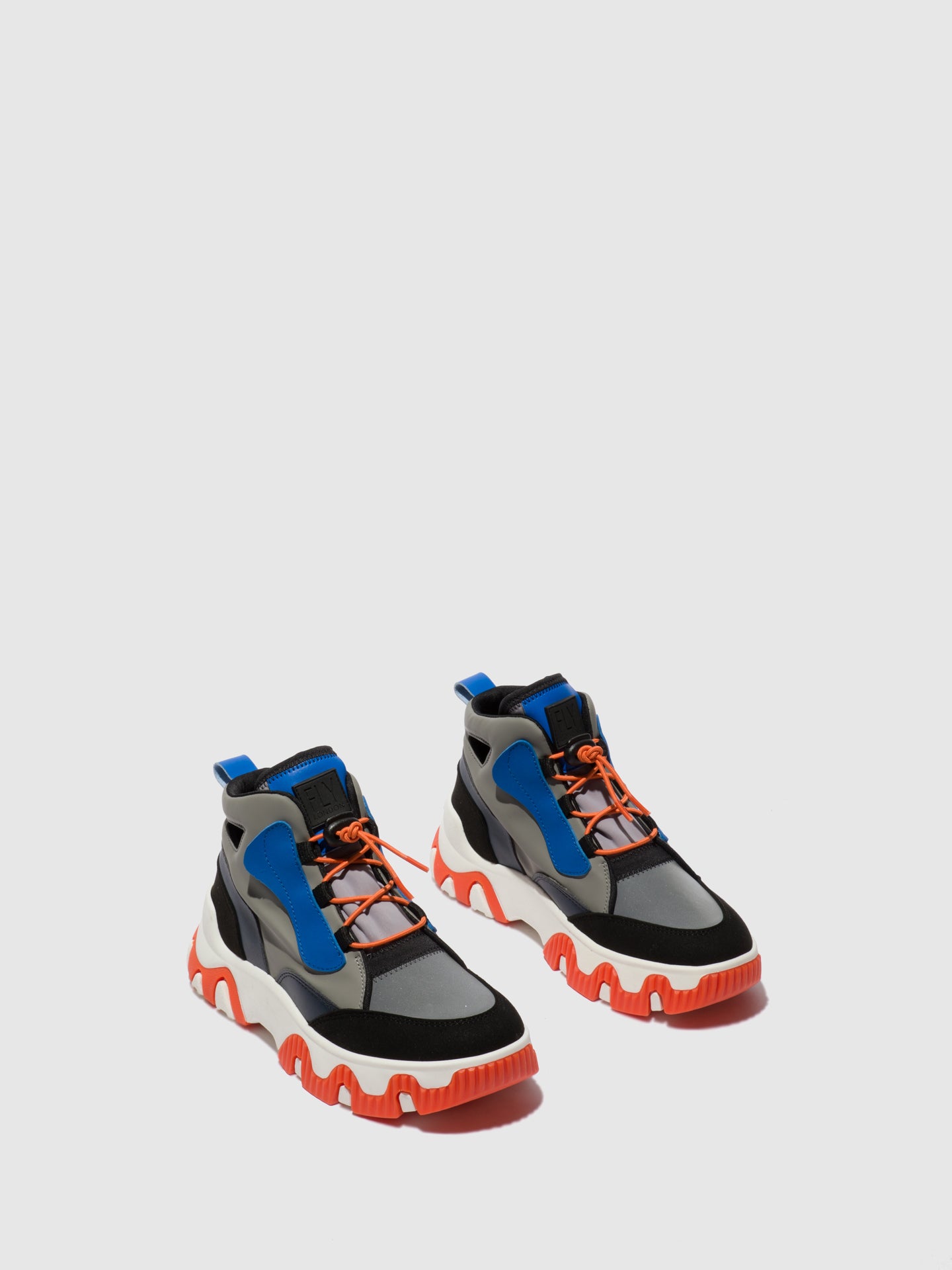 Fly London Hi-Top Trainers FENY633FLY MULTI GREY/BLUE/ORANGE