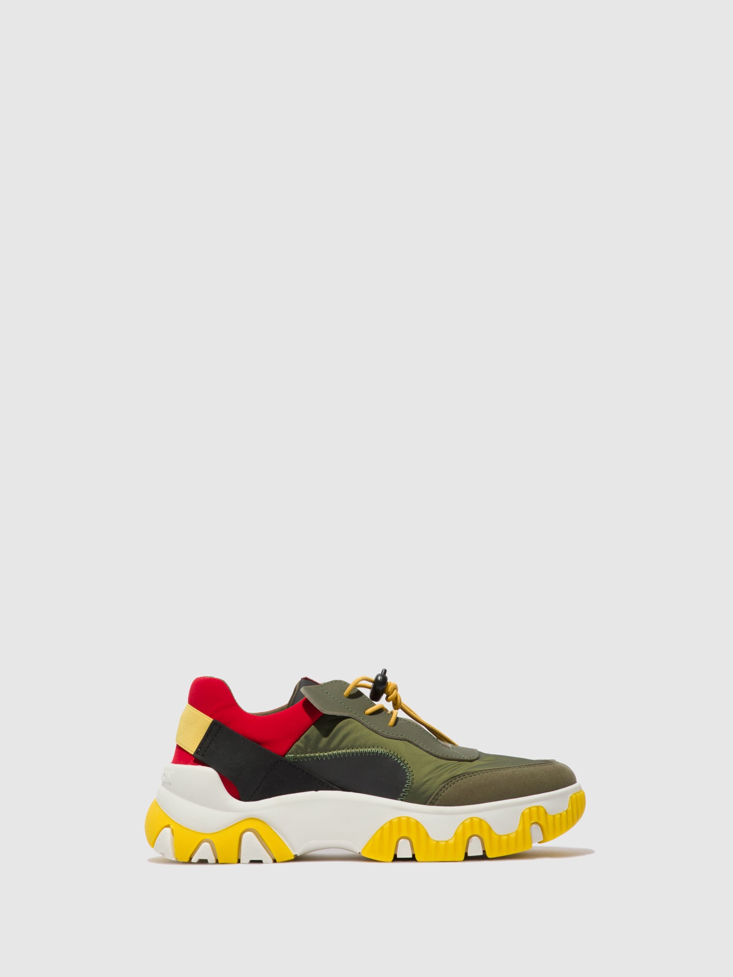 Fly London Elasticated Trainers FIAN634FLY MULTI KHAKI/RED/YELLOW