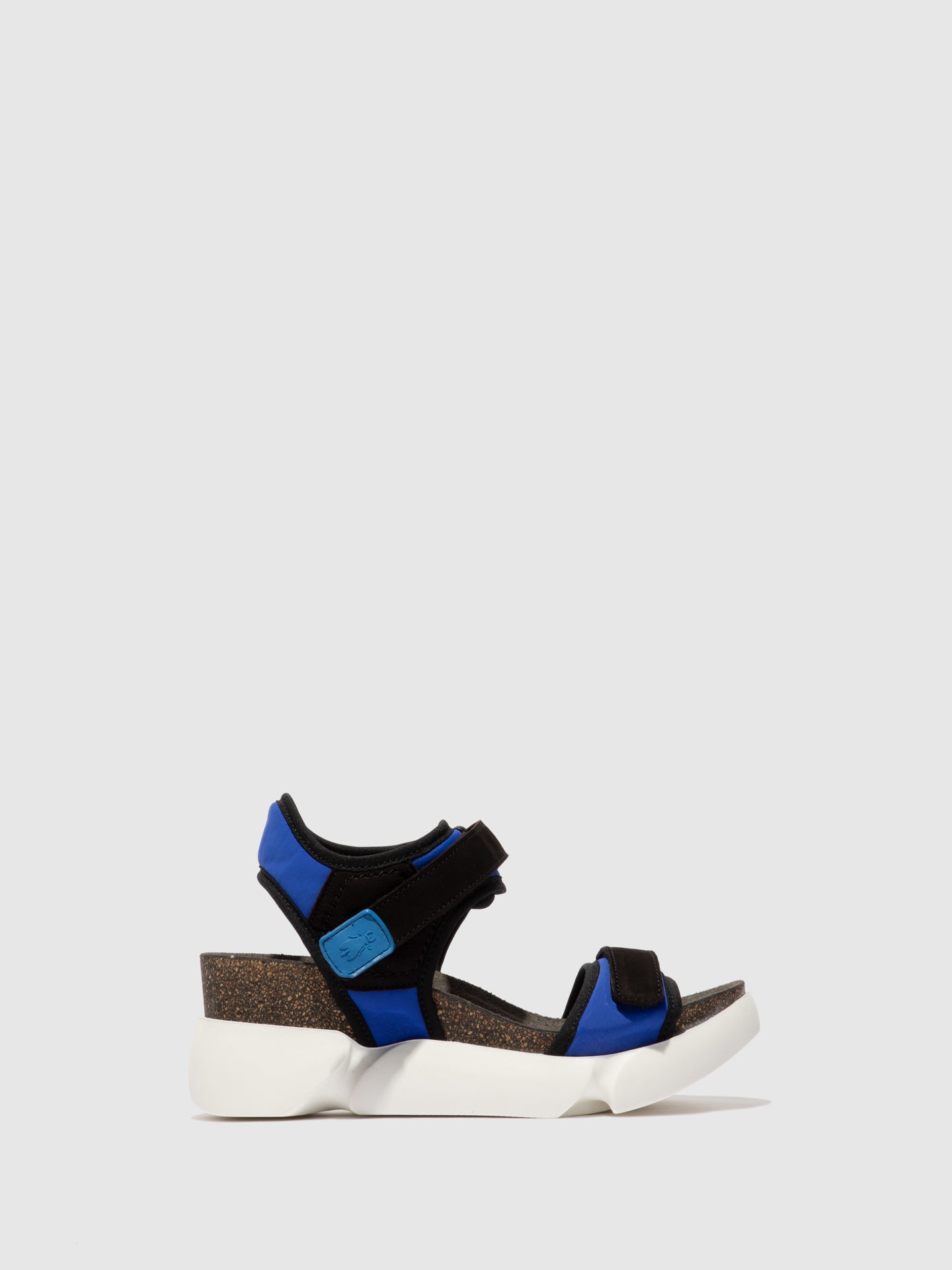 Fly London Velcro Sandals SIGO727FLY STRETCH/CUPIDO  BLUE/BLACK