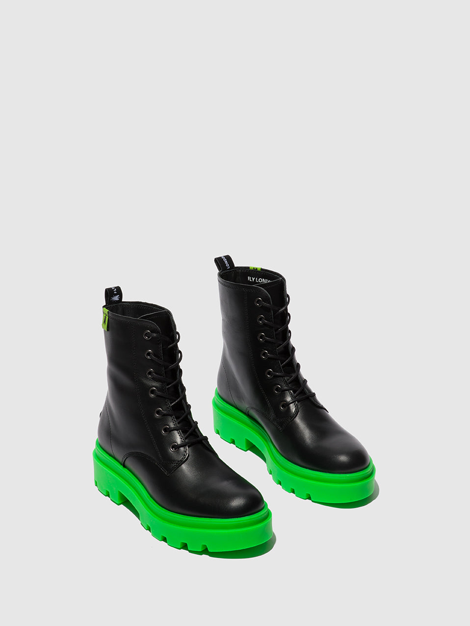 Fly London Lace-up Ankle Boots JACY881FLY NAUSICA BLACK (GREEN SOLE)