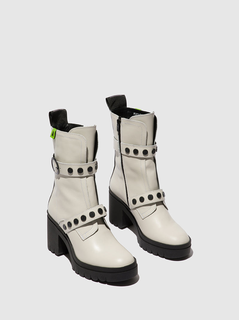 Fly London Zip Up Ankle Boots TAMA888FLY NAUSICA OFFWHITE