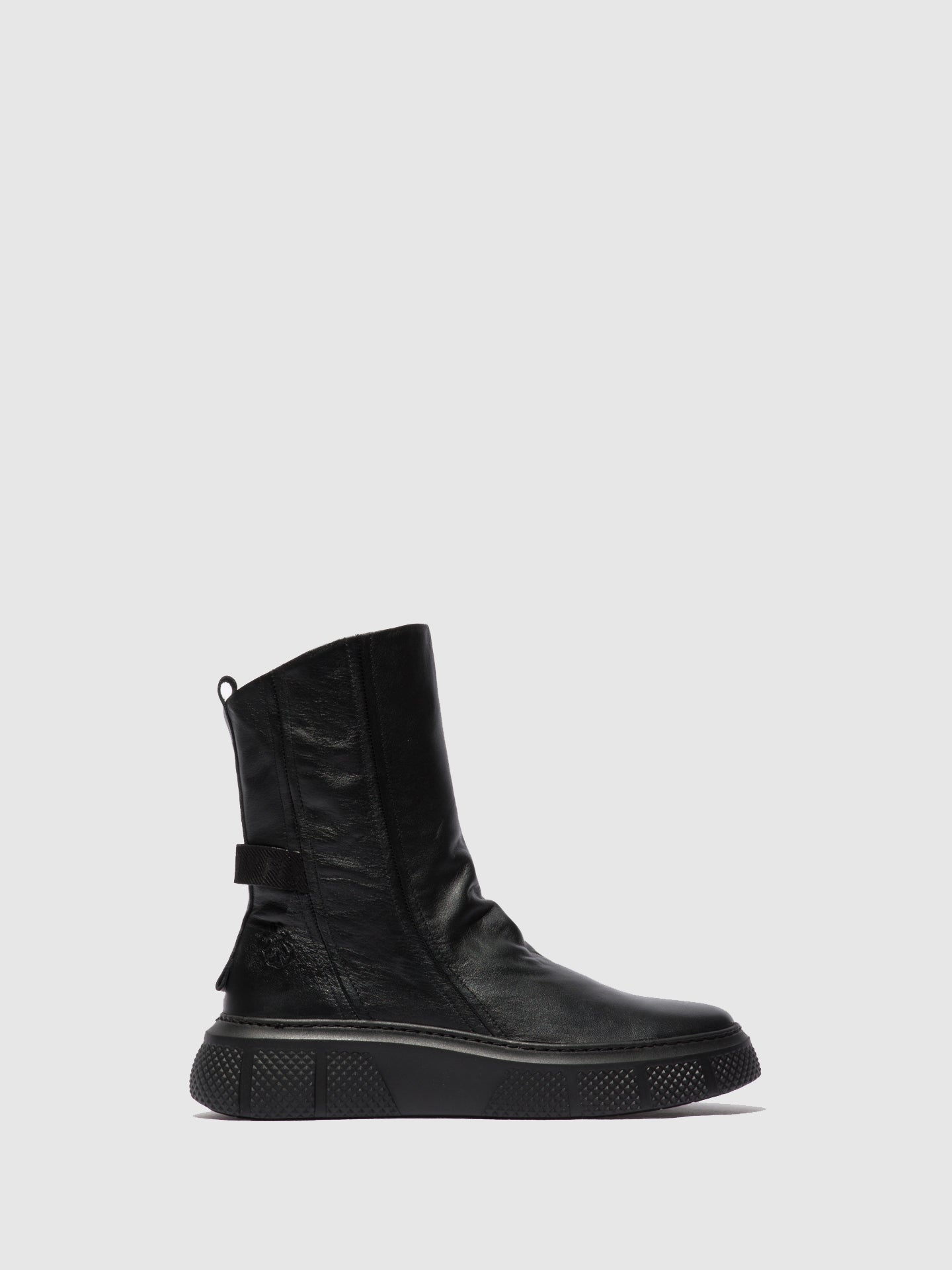 Fly London Zip Up Boots ESEN485FLY DUBLIN BLACK(BLACK SOLE)