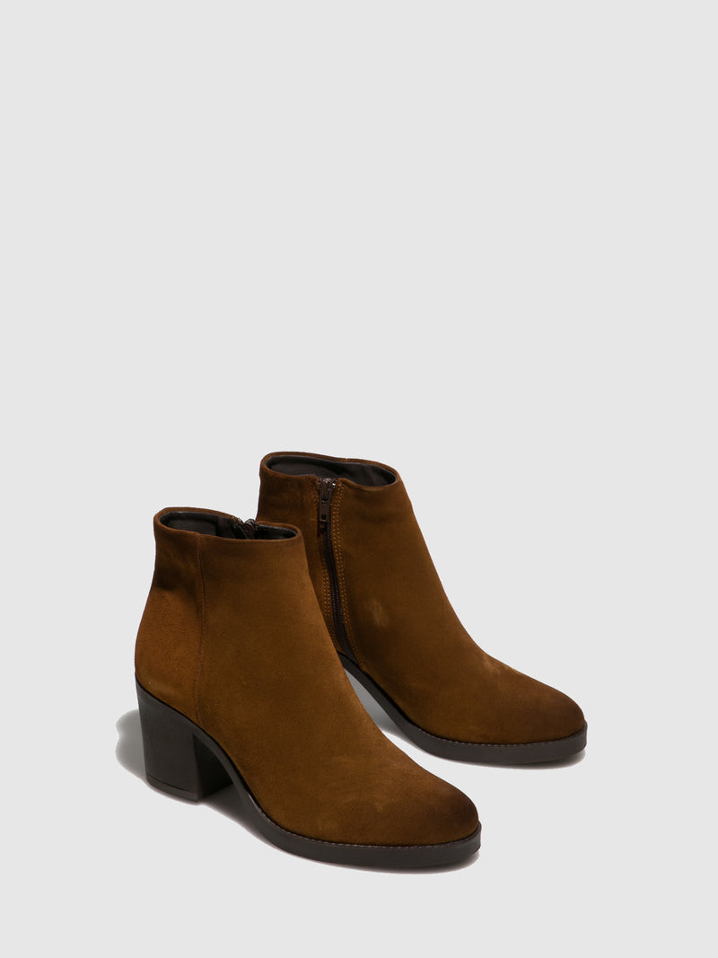 Foreva Camel Zip Up Ankle Boots