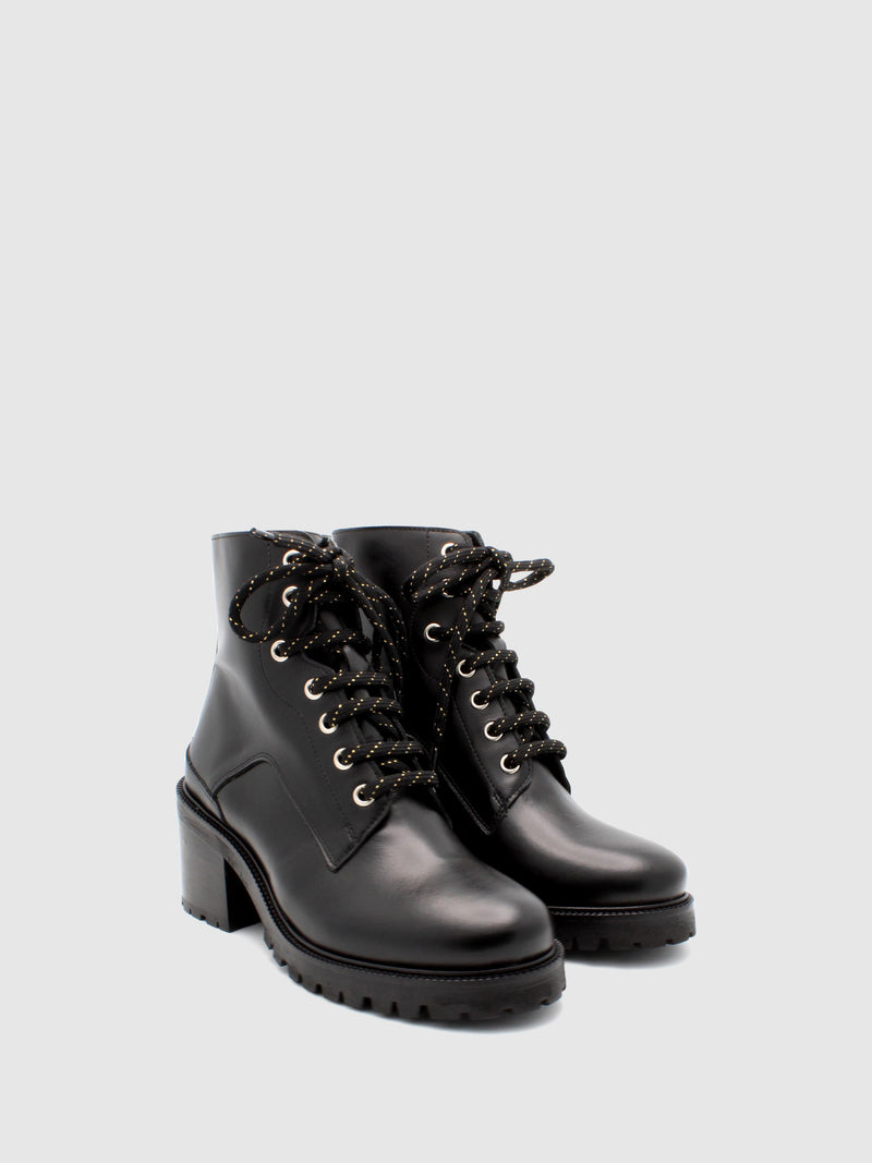 JJ Heitor Black Lace-up Ankle Boots