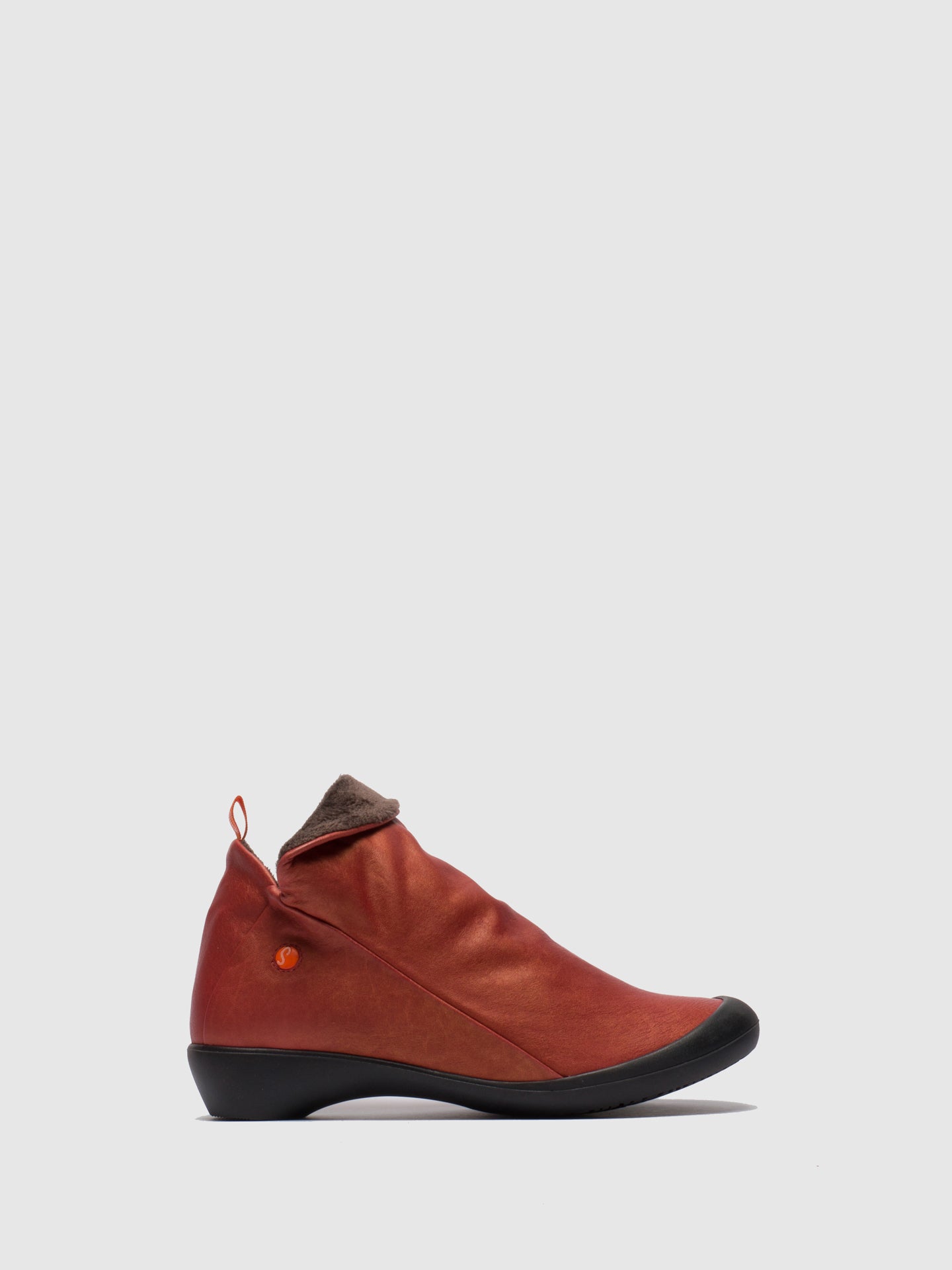 Softinos Red Leather Zip Up Ankle Boots