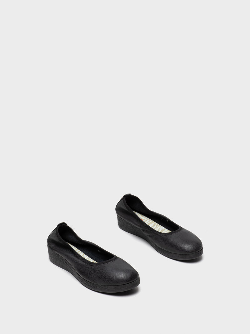 Softinos Black Elasticated Ballerinas