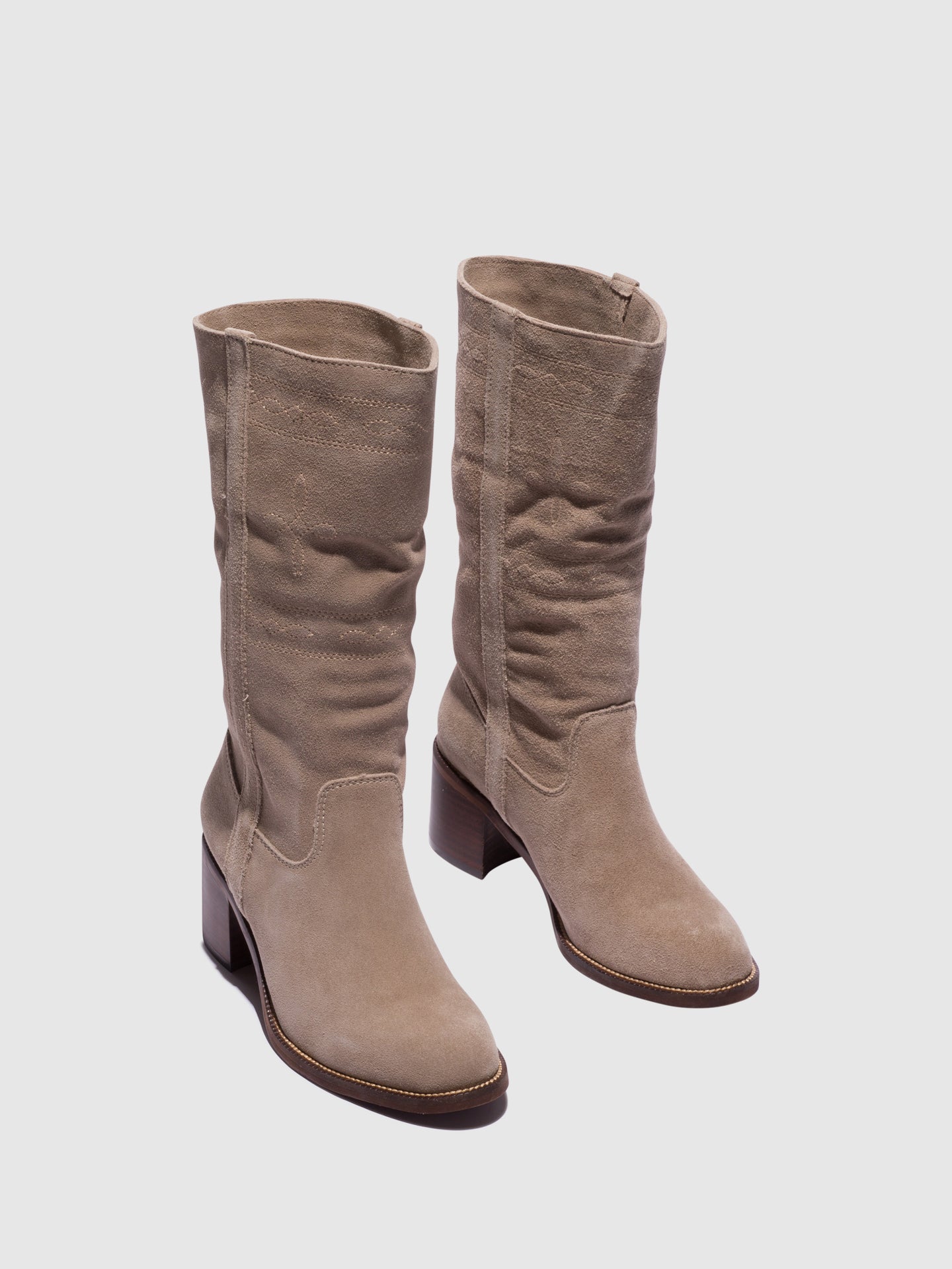 Top3 Taupe Round Toe Boots