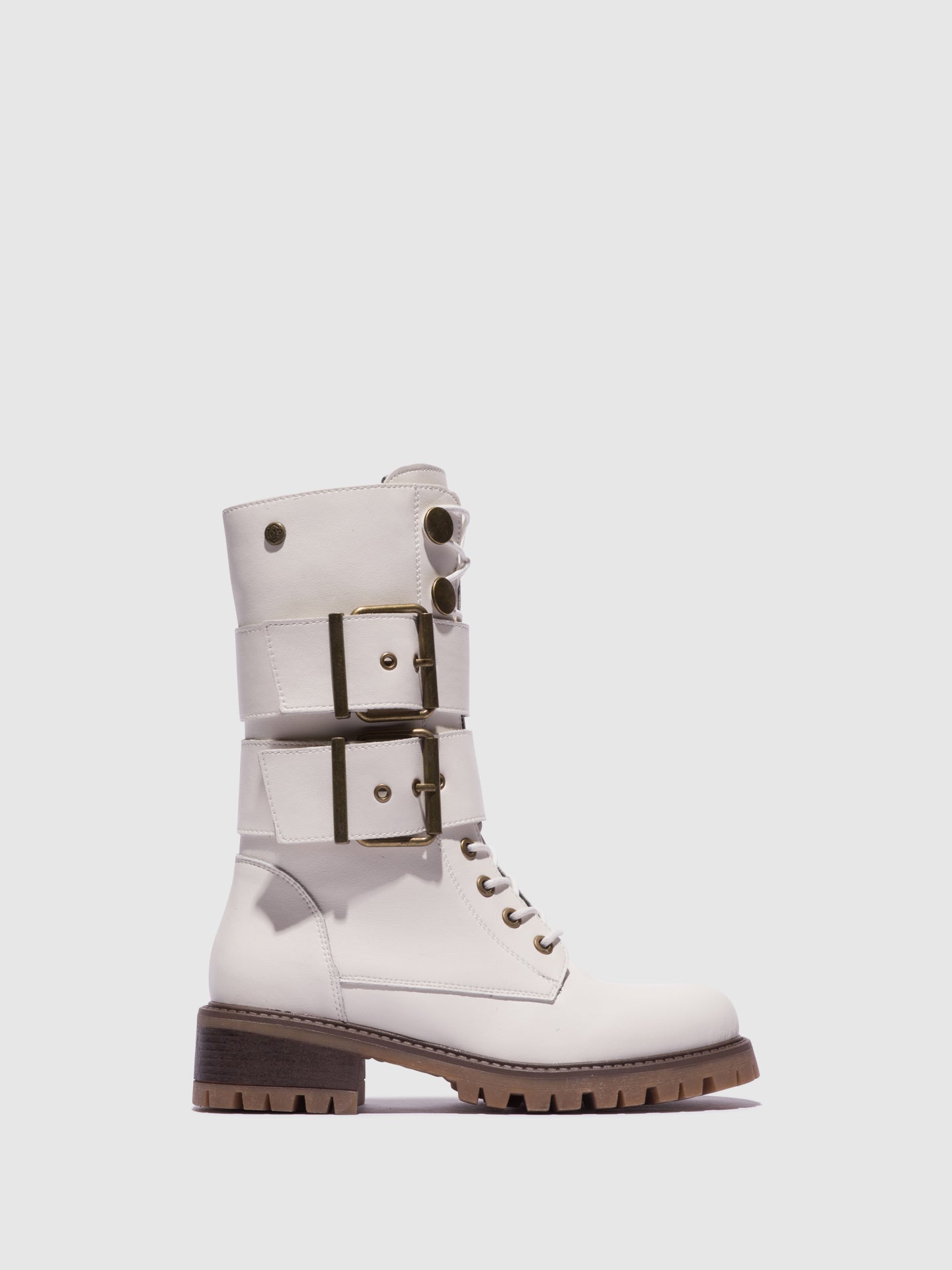 Top3 Beige Buckle Boots